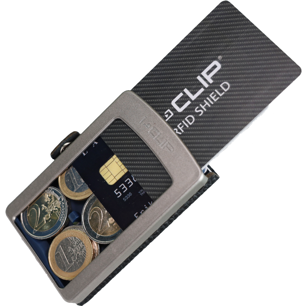 I-CLIP MAX Finish Line Steel Polished Glattleder Black - I-CLIP
